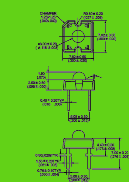 piranha led | led diode | 3mm LED Package diagram 