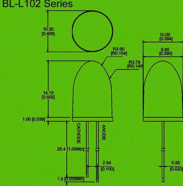 10mm white led | led bullet Package diagram 