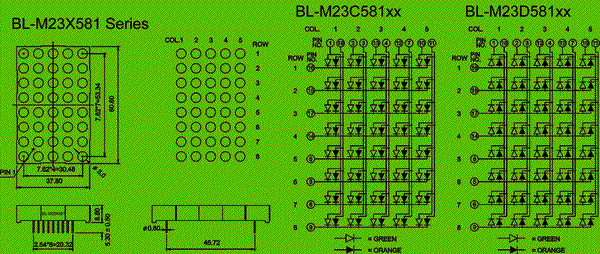 optoelectronics - Dot matrix LED - led message display Package diagram 